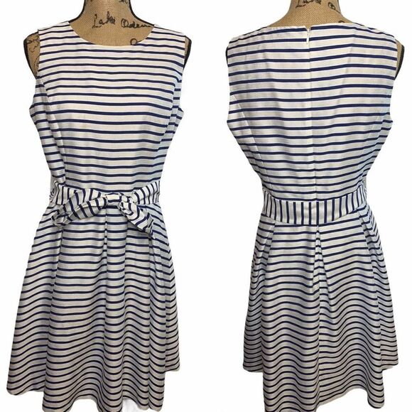 Nine West Royal Denim Nautical Fit & Flare Dress - Picture 1 of 9